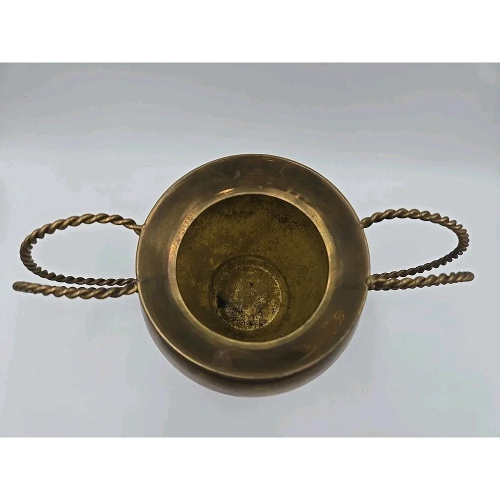 MCM Brass Vase Twisted Wire‎ Handles 6